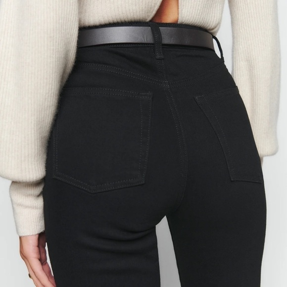 REFORMATION Liza High Straight Crop Jeans In Faded Black - Picture 2 of 9
